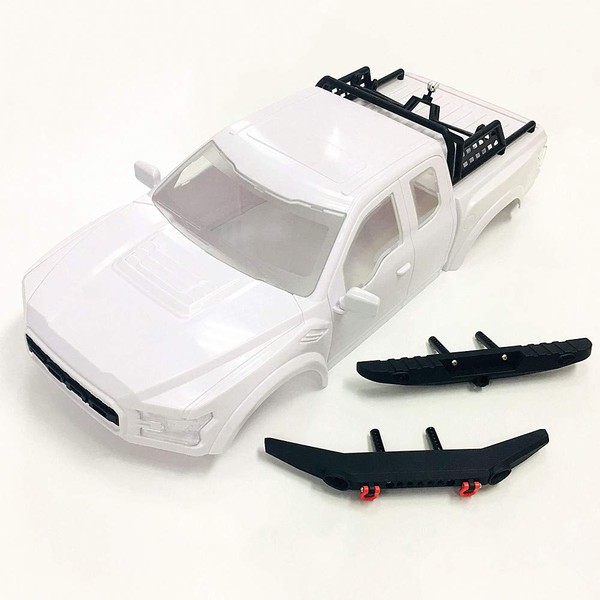 KYX Racing TRX-4 ABS Ford Raptor Hard Body & Front Rear Bumper & Spare Tire Rack 325mm Truck Body Shell White