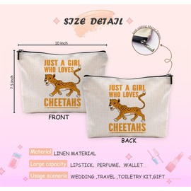 NEGIGA Cheetah Makeup Bag, Cheetah Gifts for Women Cheetah Lovers, Cheetah Cosmetic Bags for Women, Just a Girl Who Loves Cheetahs Small Cosmetic Makeup Bag for Purse