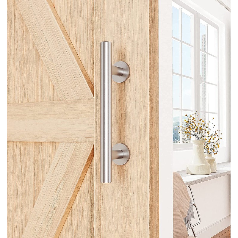 ZEKOO 12'' Sliding Barn Door Handle Hardware Two-Side Design Brushed