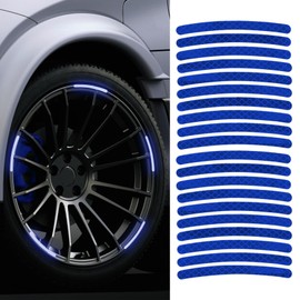 QZTYTY 20PCS Reflective Car Wheel Decorative Stripe Stickers, Car Wheel Decals, Night Safety Warning Car Stickers, Anti-Scratch Reflective Rim Stickers Universal for Cars Motorcycles (Blue)
