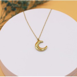 Rnivida Gold Plated Moon Necklaces for Women Stainless Steel Crescent Moon Pendant Necklace Dainty Charm Jewelry with Adjustable Chain 18''