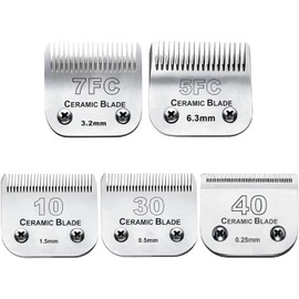 Dog Grooming Clipper Replacement Blades Compatible with Andis Pet Clipper/Oster A5/Wahl KM Series Dog Clipper,Ceramic Blade & Stainless Steel Blade(10+30+40+5FC+7FC)