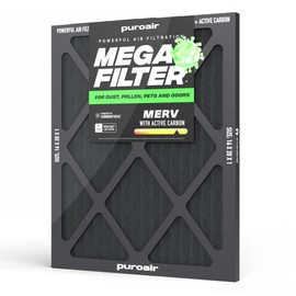 PuroAir Mega Filter - MERV 13 16x25x1 Air Filters For Home With Activated Carbon - Filters Allergens, Pet Dander, Smoke, Dust - Furnace and AC Filters - Air Filters 16x25x1 MERV 13 (4 Pack)