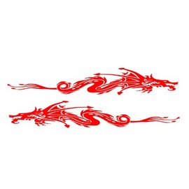 Decal Sticker Graphic Kit, Both Sides Left & Right - Dragon Small for Truck, 4x4, Sport Compact, Tuner Car Or SUV - 5 1/2 x 27 inches in Red
