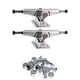 Silver Skate Trucks M-Class Hollow Polished/Black Skateboard Trucks - 5.25" Hanger 8.0" Axle with 1" Chrome Hardware - Bundle of 2 Items