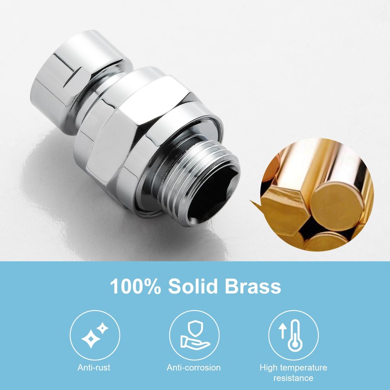 OFFO Shower Head Swivel Ball Adapter, All Metal Adjustable Shower
