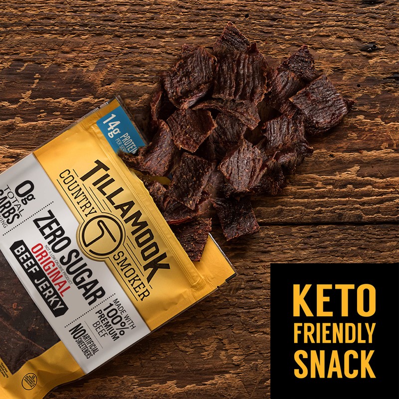 Tillamook Country Smoker Keto Friendly Zero Sugar Beef Jerky, Original,
