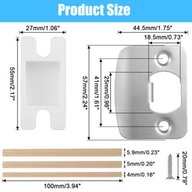 12 Pack Door Strike Plate Repair Kit - Stainless Steel Door Latch Restorer & Reinforcement Plate with Dust Box, Screws & Wood Dowels for Home, Office Doors Frame Fix (Silver)