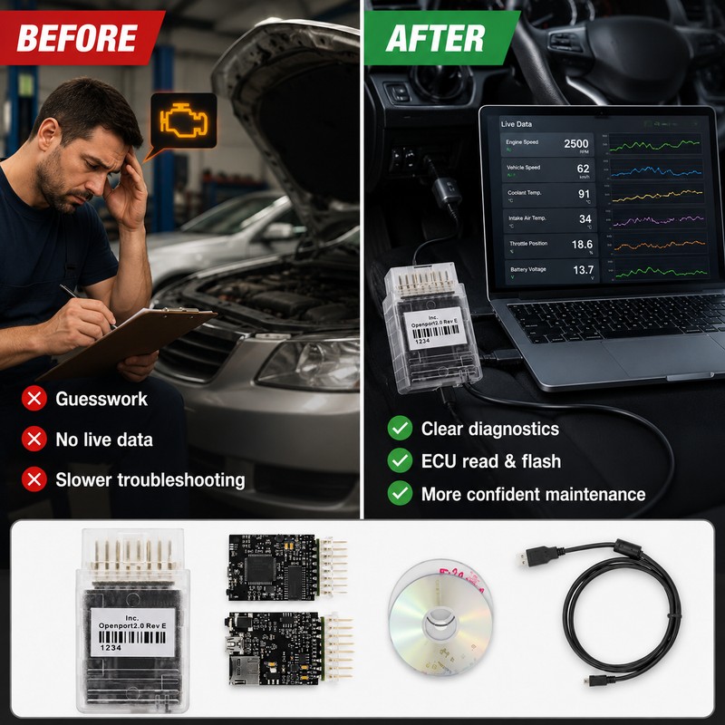 OBD2 ECU Flash Cable for Vehicle Diagnostics – Openport 2.0-Style