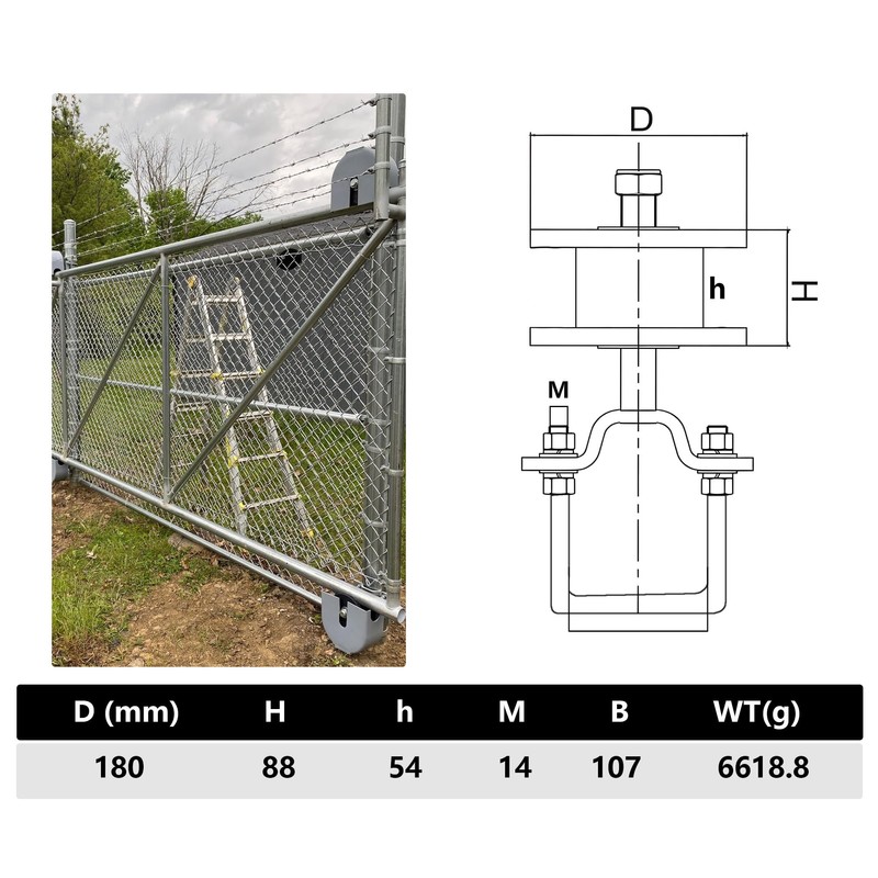 Cantilever Gate Rollers, Nylon Rollers for 4" Round Post, 2-3/8"