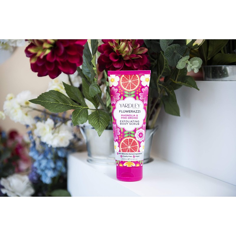 Yardley London Flowerazzi Exfoliating Scrub, Magnolia and Pink Orchid
