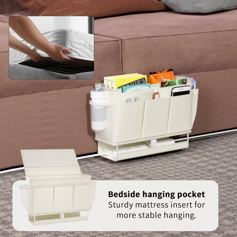Frjjthchy Bedside Caddy Bedside Organizer,Bed Caddy with 11 Pockets and