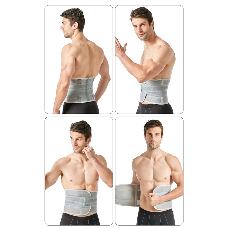 XL Back Brace Grey Breathable Removable Lumbar Support Back Brace