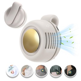 Ahuccf Portable Clip-On Fan, Mini USB Rechargeable 360° Rotatable Fan, 3-Speed Silent Mini Bladeless Fans (White and green)