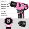 DEKOPRO Home Tool Kit with Pink Cordless Drill and Comprehensive