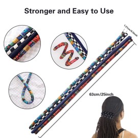 Spiral Lock Hair Tie Dreadlock Accessory Bendable Hair Ties for Women and Men Ponytail Holders Colorful Dreadlock Hair Tie Long Dreads Thick Curly Hair Holder (Black And White Lattice)