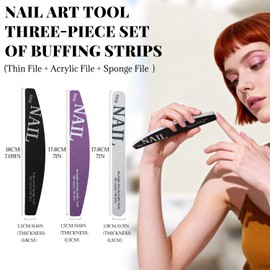 Borola Nail Buffer, Set of 3, Compatible with Acrylic & Nails, Double Sided Nail Care Tool, Thin, Acrylic, Sponge File, For Shaping, Polishing Surfaces and Polishing