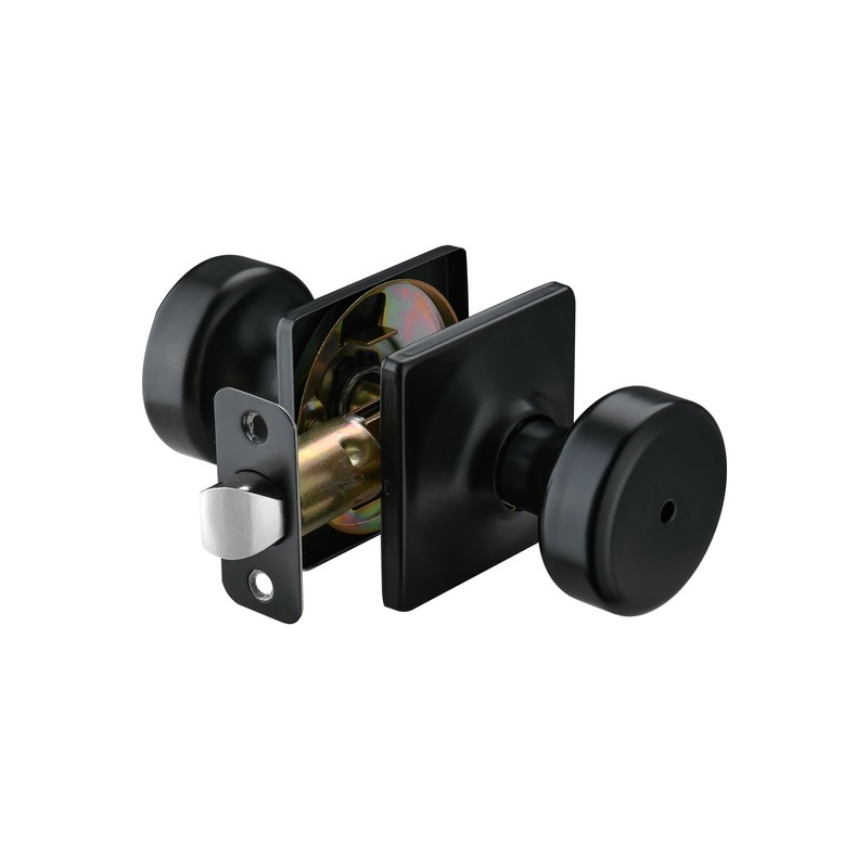 STARPY Black Door Knobs with Square Rosette,Pismo Door Knob with