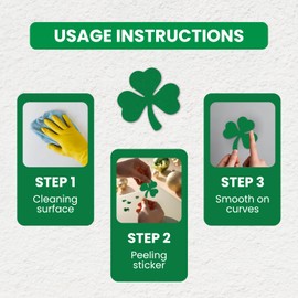 Four Leaf Clover, Reflective Shamrock Green Sticker Decal Decals for Firefighters, Construction Workers, Toolboxes, Helmets – Waterproof Vinyl - 2 Inch, Pack of 3 Lucky Irish Decals