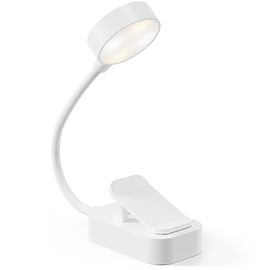COOLACC Book Reading Light Adjustable Brightness, 3 Color Temperatures AAA Battery Powered 360° Rotatable Lightweight Flexible Clip on Light for Book Lovers