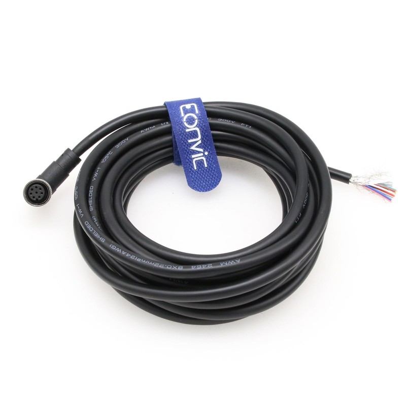 Eonvic M12 Right Angle 8-Pin Female Industrial Sensor Connection Cable