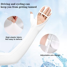 HeySocks UV Protection Cooling Arm Sleeves for Women - Breathable Ice Silk, Anti-Slip Palm, Touchscreen Fingers, Adjustable Fit, Sun Protection