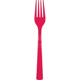 Unique Ruby Red Solid Plastic Forks (18ct) - Durable & Elegant Party Cutlery - Perfect For Parties, Picnics & Every Occasion