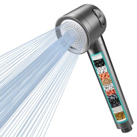MEKO Shower Head with Filter High Pressure Hand Shower with 15 Layers Filter System, 1.5 m Hose, 3 Jet Types, Water-Saving Shower Head for Removing Residual Chlorine, Hard Water, Heavy Metal