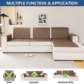 Eismodra Couch Covers for 3 Cushion Couch Sofa Armrest Chair Cover Sectional Slipcovers Washable Furniture Protector for Dogs Pet L Shaped,Light Brown 28 x 28 inches (Only 1 Piece)