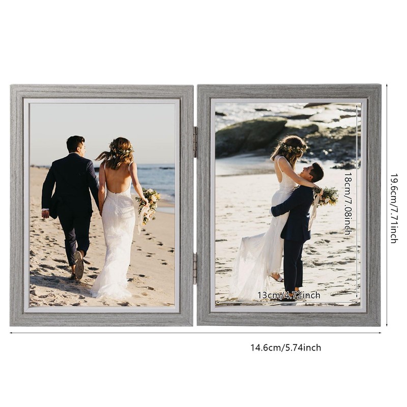 TESSTSY Double Picture Frame, Foldable 2 Photos, 13 x 18