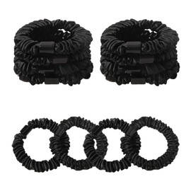 Xiciki 12Pcs Satin Scrunchies, Scrunchie for Women, Silk Skinny Scrunchies Set, Hair Bands for Women Fine Hair Silk Satin Hair Scrunchie, No Damage Breakage for Black Hair Bobbles