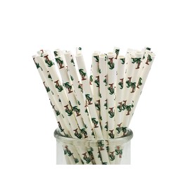 200 Pcs Disposable Straws, Party Straws, Biodegradable Paper Straws for Juices, Shakes, Smoothies, Birthday Party Baby Shower Supplies (Coconut Tree)
