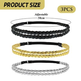 3 Pieces Braided Headband, Adjustable Elastic Headband, Stylish And Simple Hair Accessories, Classic And Versatile Hair Accessories.