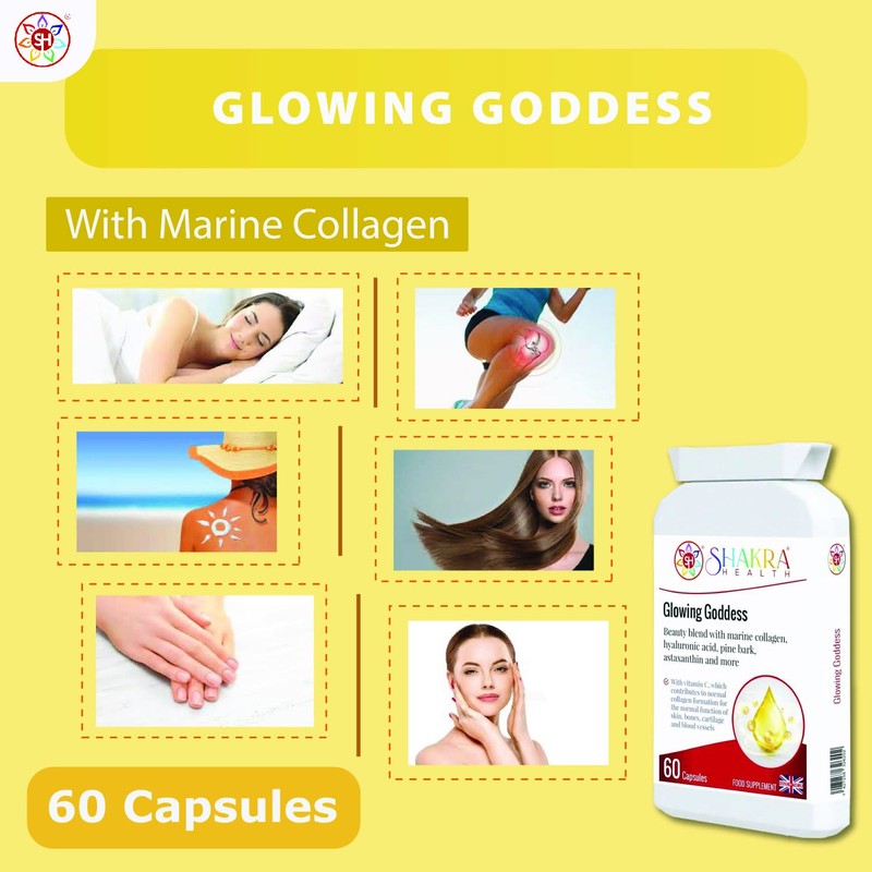 Glowing Goddess 60 Ultimate Marine Collagen Complex Capsules for Bones,