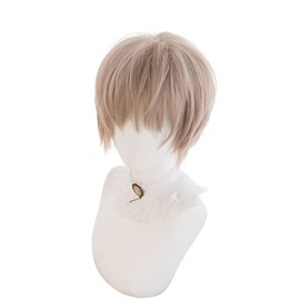 TO KU TOO YUO Lolita Idol Daily All-match gay Wig Boy Harajuku Short Straight Hair Anime Cosplay Handsome Hairpiece Male Synthetic Fiber BL Cute (Light Brown)