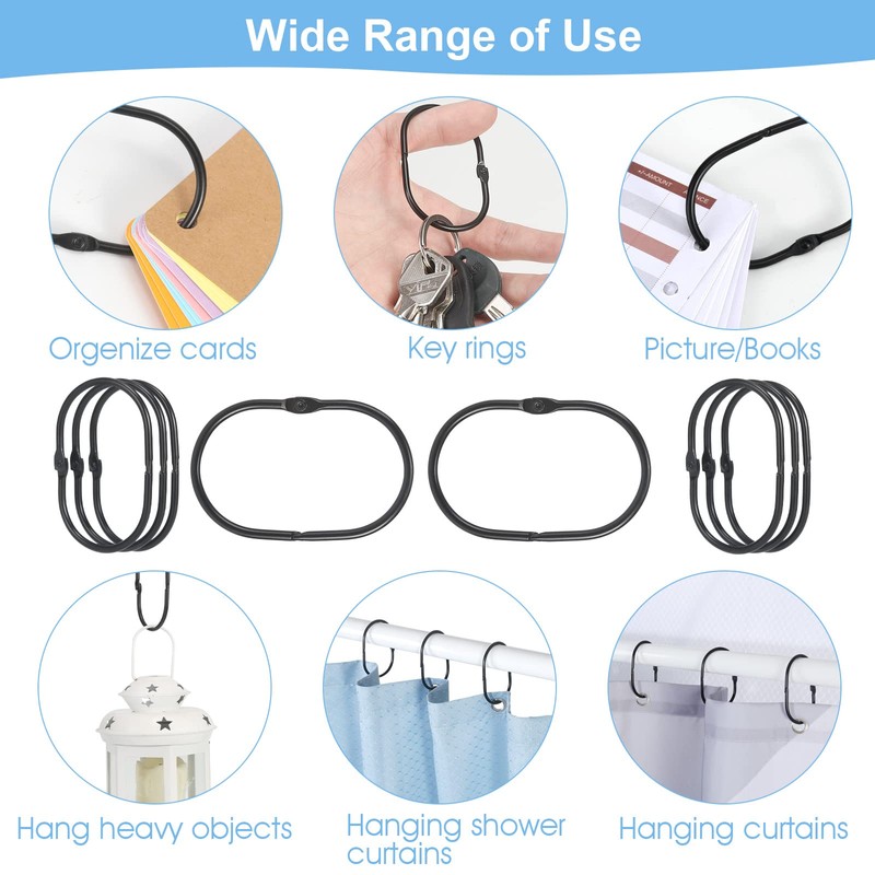 Goowin Shower Curtain Rings, 12 Pcs Shower Curtain Hooks, Oval