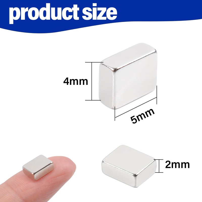 100Pcs Small Bar Magnets, 5x4x2MM Mini Tiny Rectangular Magnets Rare