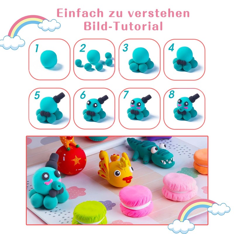 WYRGQIQN Air Dry Clay, Polymer Clay, 24 Colours, Modelling Clay