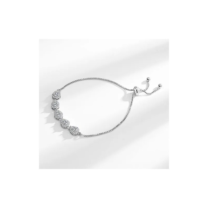 Pulsera Plata 925 Con Moissanitas Elegancia Ajustable Regalo
