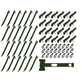 24 Sets Inflatable Plastic Stakes, Spike Hook Awning Camping Tents Pegs Stakes Replacement Yard Blow up Stakes Canopy (24x Stakes, 24x Hooks, 24x Ropes, 1x Hammers) (Green)
