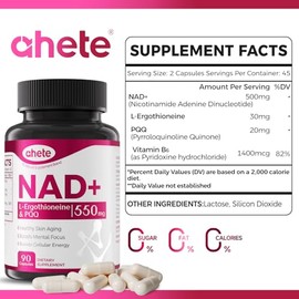 Suplemento NAD con L-ergotioneína, PQQ, vitamina B6 y suplemento NMNH - para salud celular, apoyo energético y envejecimiento saludable para mujeres y