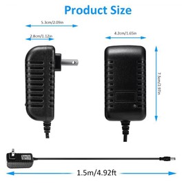 Bawofu AC/DC Adapter 6V 2A 1.5A 1A 0.5A Adapter Power Supply 6V Power Cord 12W 100-240V 50-60Hz with 5.5 x 2.5mm DC Plug Compatible 6 Volt 200ma 300ma 500ma 800ma and More DC 6V Devices