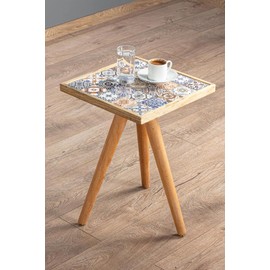 Comfyt Side Table, Coffee Table, End Table, Nightstand Nesting Table, Bedside Table, Accent Table, Home Essentials, Solid Wood Table, Mexican Tile Table, Ceramic End Table