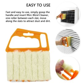 Blind Cleaner Brush , Blinds Dust Shutters , Mini Washable & Removable Window Air Conditioner Duster With 7 Slat Handheld Household Kitchen Cleaning Tools , For Awnings , Siding , Vinyl , Car , Fan