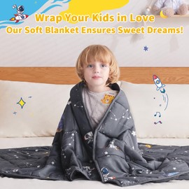 anfie Weighted Blanket Kids (40"x60" 7lbs) Cooling Weighted Blanket for Sleeping, Throw Size Breathable Blanket with Premium Glass Bead(Space Grey)