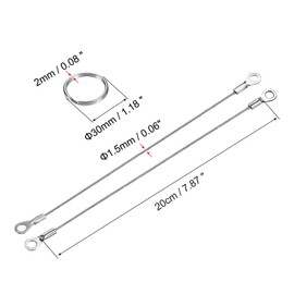 TA-VIGOR 6Pcs Stainless Steel Lanyard Cable 1.5mm x 20cm, Eyelet End Security Wire Loop Rings with 12 Key Rings, Keychain Cables for Doors, Curtains, Hanging Lamps and DIY Projects