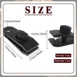 11 Pcs Tarp Clips Heavy Duty Lock Grip, Tarp Clamps, Tent Clamp Clips with 11Pcs Ball Bungee Cords for Camping Awnings Caravan Canopies Car Truck Swimming Pool Boat Cover Clips