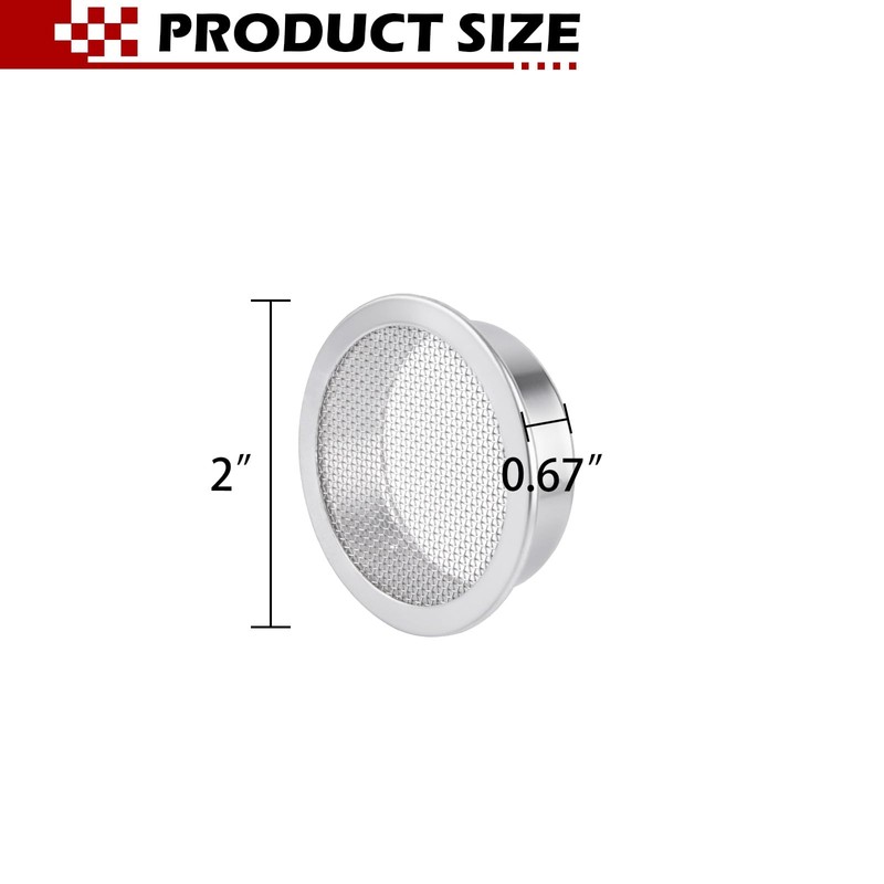 Verplexter 2-Inch Round Open Screen Vent, Mill Finish, 6 Pack
