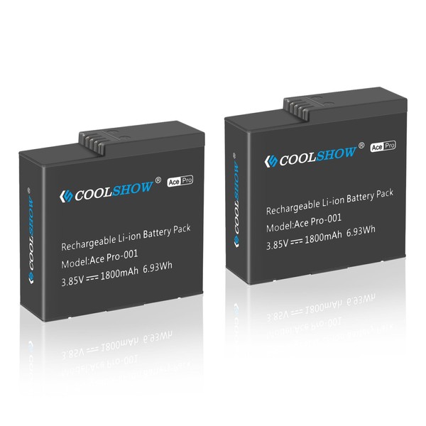 COOLSHOW Ace/Ace Pro Battery Replacement 1800mAh 2 Packs Compatible with Insta360 Ace/Ace Pro Camera