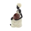 Deco 79 Polystone Woman Sitting African Sculpture with Red Water
